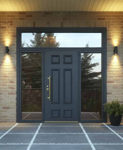 Остекленная дверь с металлобагетом Остекленная дверь с металлобагетом