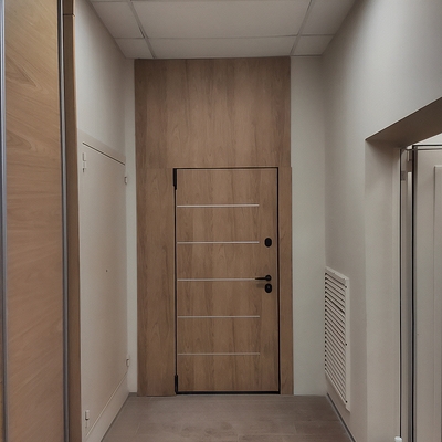 Нестандартная дверь с МДФ «орех» для квартиры Нестандартная дверь с МДФ «орех» для квартиры