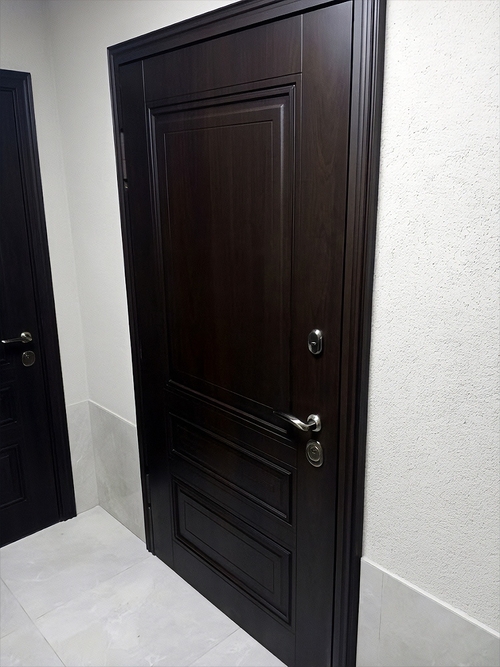 Темно-коричневая дверь с МДФ